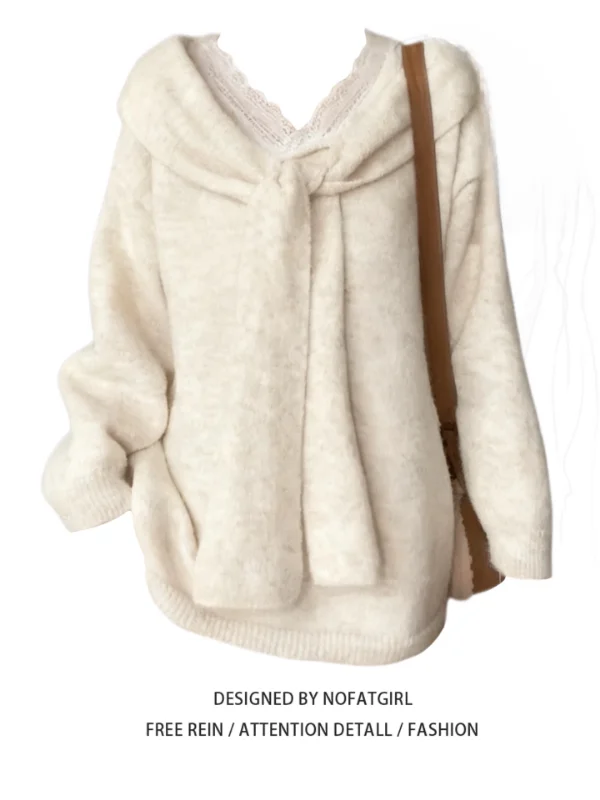 Loose Knitted Lace Splice Fake Two-Piece Sweater Women's Autumn Winter New Sle Korean Version Lazy Sle Big Size Knitwear
Loose Knitted Lace Splice Fake Two-Piece Sweater Women's Autumn Winter New Sle Korean Version Lazy Sle Big Size Knitwear