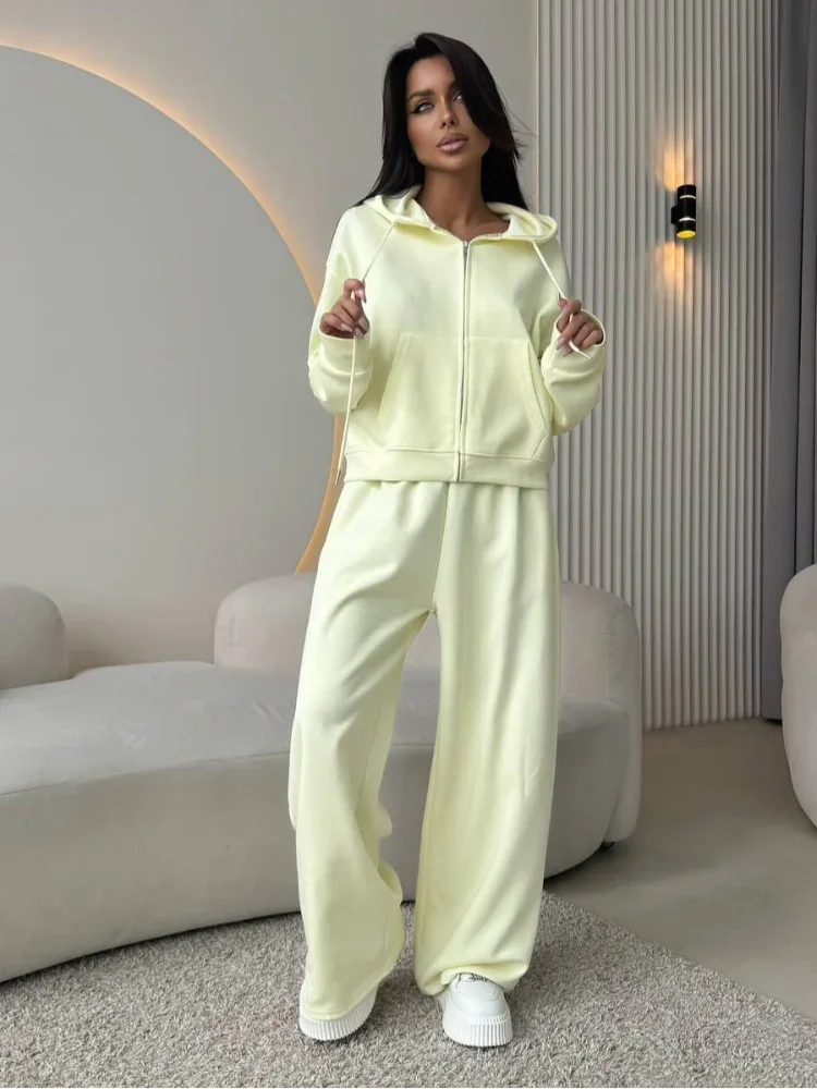 Trendy Pockets Solid Color Elastic Waist Set Straight Pants Suit 2025 Long Sleeve Lace Up Zipper Loose Coat Set Daily Sport Wear
Trendy Pockets Solid Color Elastic Waist Set Straight Pants Suit 2025 Long Sleeve Lace Up Zipper Loose Coat Set Daily Sport Wear