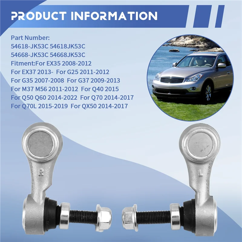 A05U-1 Pair Sway Bar Links Stabilizer Links For Infiniti Ex35 Ex37 G25 G35 G37 M37 Q40 Q50 54618-JK53C 54668-JK53C
A05U-1 Pair Sway Bar Links Stabilizer Links For Infiniti Ex35 Ex37 G25 G35 G37 M37 Q40 Q50 54618-JK53C 54668-JK53C