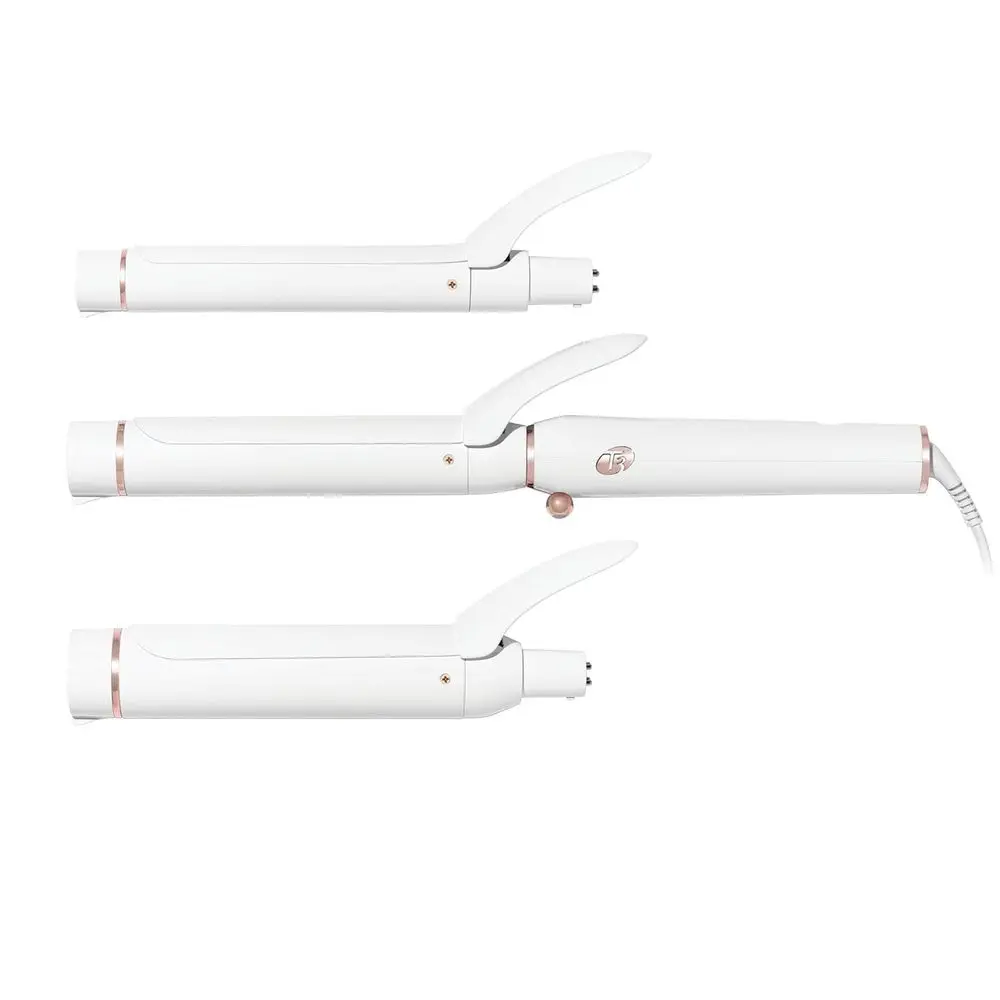 Professional Ionic Interchangeable Curling Iron Set with 3 Clips, Wand, Long Barrels, 9 Heat Settings, Ion Generator, White/Rose
Professional Ionic Interchangeable Curling Iron Set with 3 Clips, Wand, Long Barrels, 9 Heat Settings, Ion Generator, White/Rose