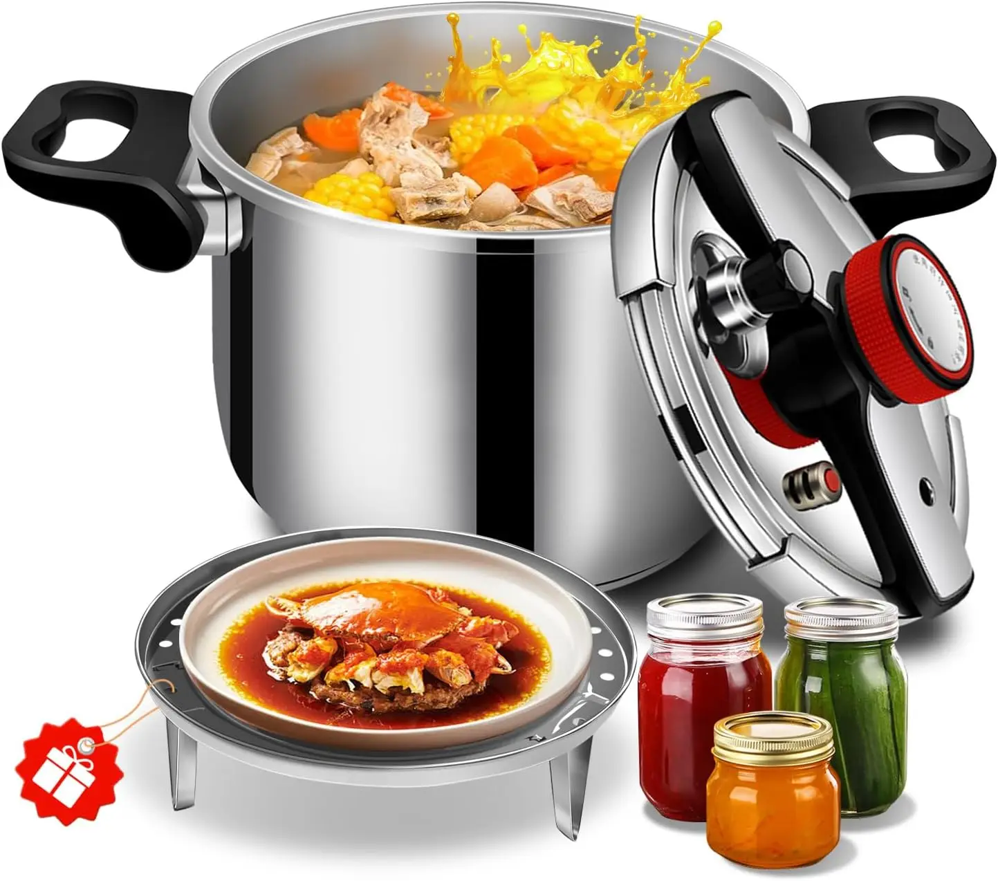 8.46 Quart Pressure Cooker Stainless Steel, Commercial Stove Top Pressure Cooker Pot, One-Hand Locking, Compatible with Gas & In
8.46 Quart Pressure Cooker Stainless Steel, Commercial Stove Top Pressure Cooker Pot, One-Hand Locking, Compatible with Gas & In