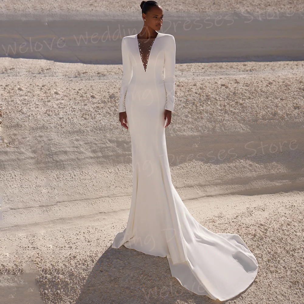 Elegant Mermaid Women's Wedding Dresses Long Sleeve Customized Vestidos De Novia Bride Gowns Sexy V Neck Backless Abito Da Sposa
Elegant Mermaid Women's Wedding Dresses Long Sleeve Customized Vestidos De Novia Bride Gowns Sexy V Neck Backless Abito Da Sposa