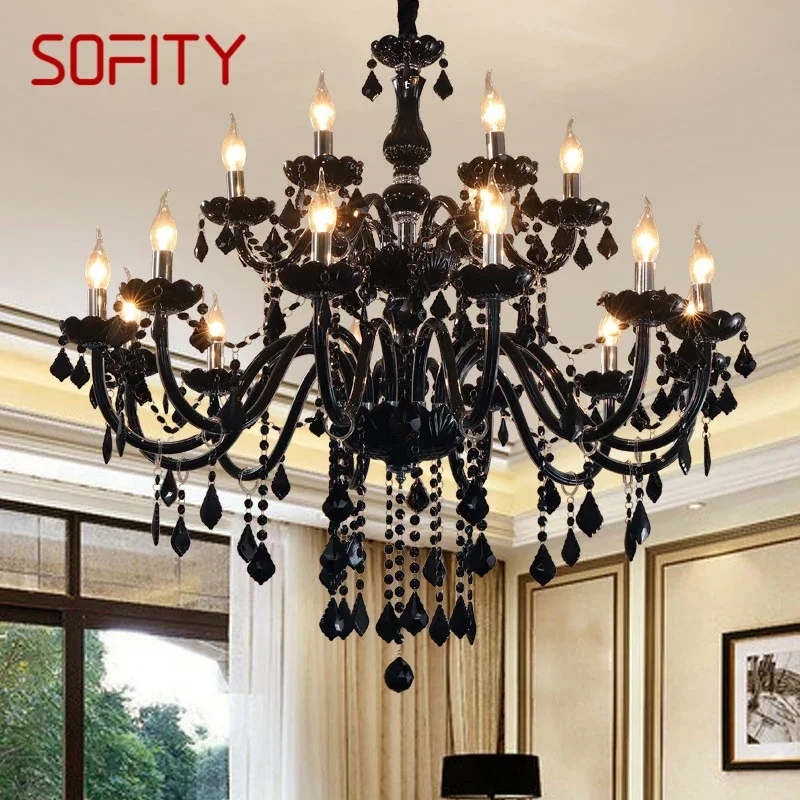 SOFITY European Style Crystal Pendant Lamp Black Candle Lamp Luxurious Living Room Restaurant Bedroom Villa Chandelier
SOFITY European Style Crystal Pendant Lamp Black Candle Lamp Luxurious Living Room Restaurant Bedroom Villa Chandelier