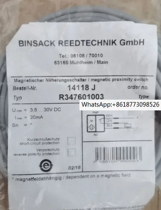 New BINSACK REEDTECHNIK sensor 14118J R347601003 in stock H14118
New BINSACK REEDTECHNIK sensor 14118J R347601003 in stock H14118