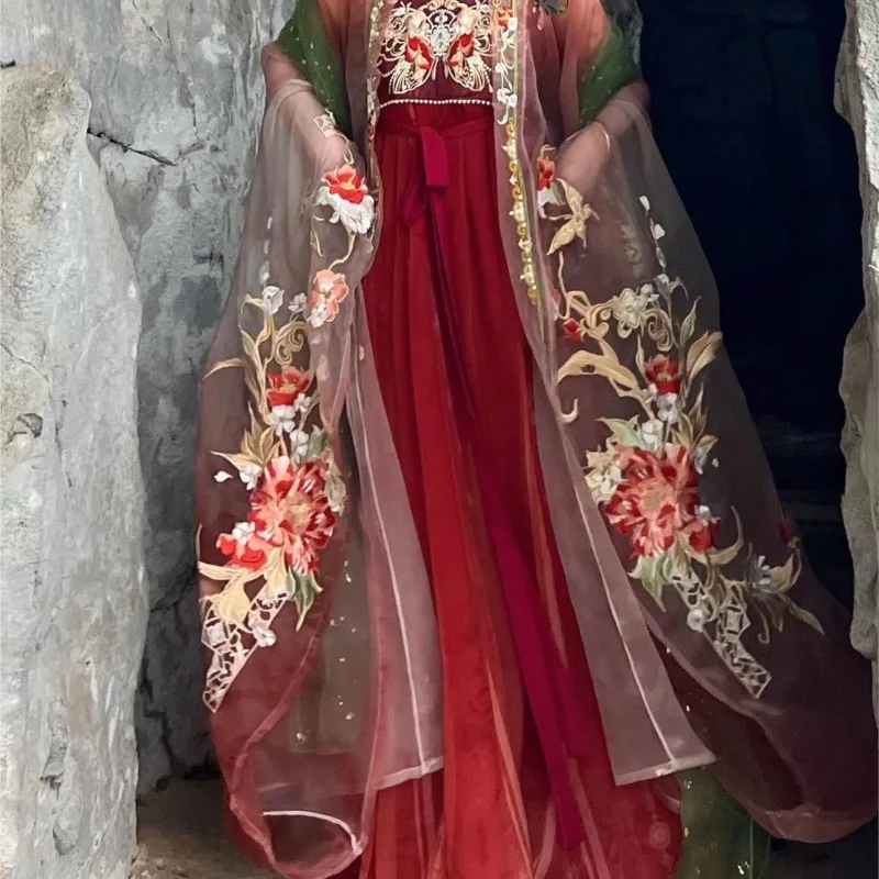 Hanfu Women New Ancient Costume Red Full-Breast Quixote Skirt Machine Embroidery Chinese Traditional Han Clothing
Hanfu Women New Ancient Costume Red Full-Breast Quixote Skirt Machine Embroidery Chinese Traditional Han Clothing