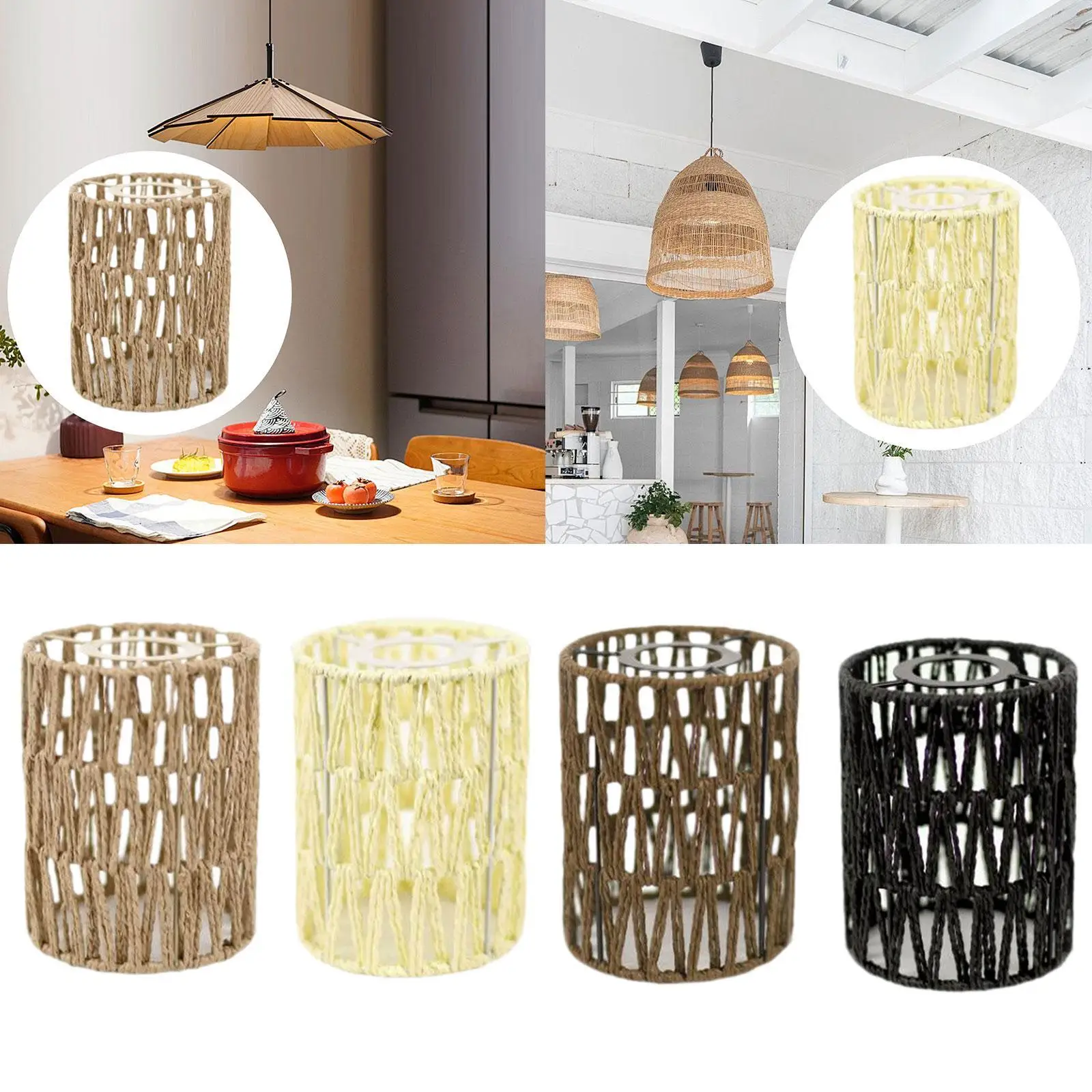 Woven Paper Rope Lamp Shade Boho Shades Replacement ,Retro Decorative Handwoven Cylinder for Home Kitchen Restaurant,
Woven Paper Rope Lamp Shade Boho Shades Replacement ,Retro Decorative Handwoven Cylinder for Home Kitchen Restaurant,