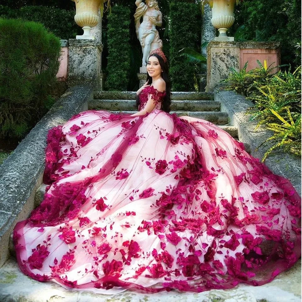 15 Quinceanera Dresses Ball Gown Birthday Party Dress Lace Up Off The Shoulder Tulle Graduation Gown 3D Flowers HC06
15 Quinceanera Dresses Ball Gown Birthday Party Dress Lace Up Off The Shoulder Tulle Graduation Gown 3D Flowers HC06