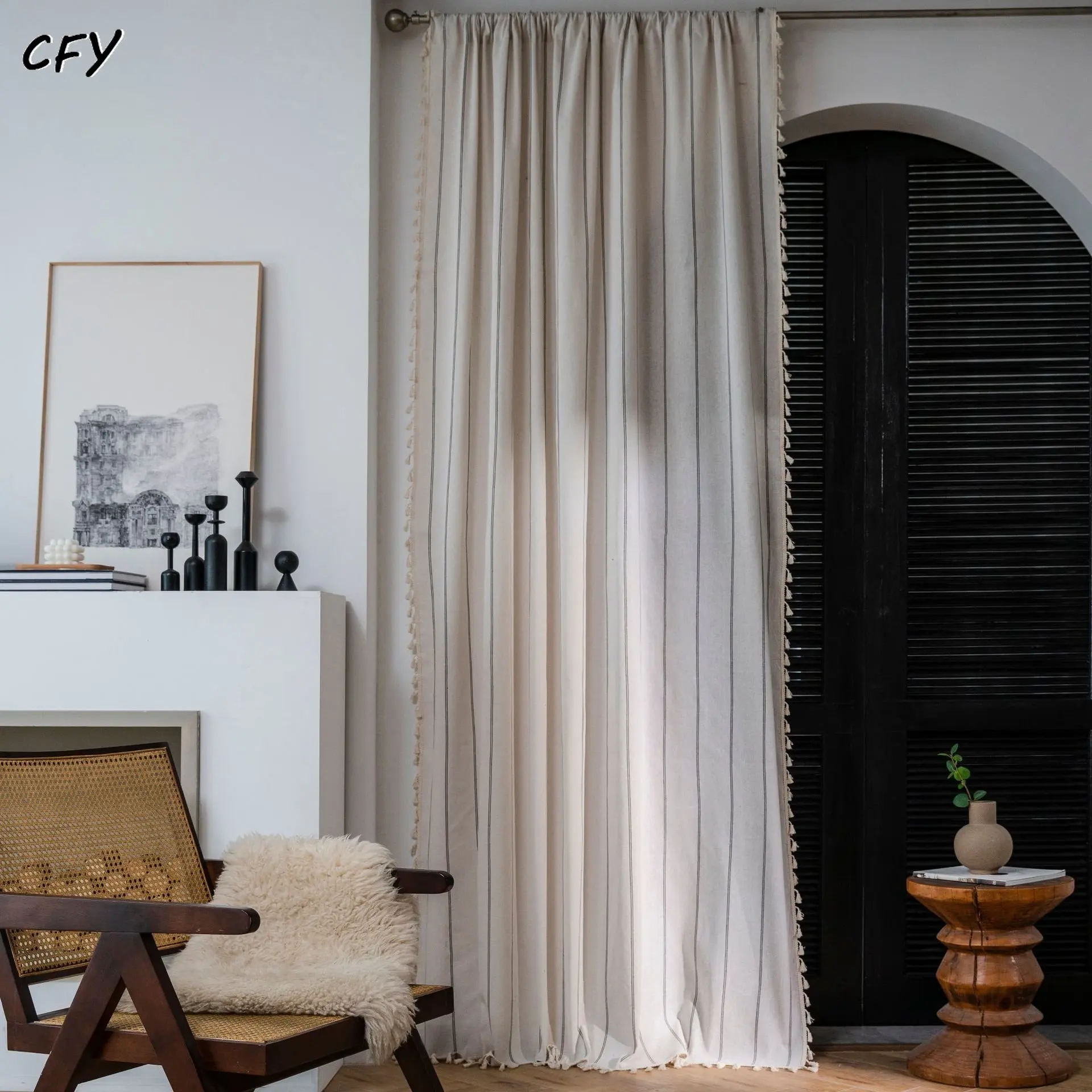 American Cotton Linen Black Stripe Tassels Window Curtain Blackout Valance for The Luxury Living Room Curtains for Living Room
American Cotton Linen Black Stripe Tassels Window Curtain Blackout Valance for The Luxury Living Room Curtains for Living Room