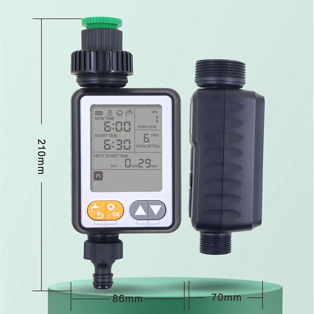 Programmable Water Timer with Auto Rain Delay IPX5 Waterproof and Large LCD Display for Garden Sprinkler Systems
Programmable Water Timer with Auto Rain Delay IPX5 Waterproof and Large LCD Display for Garden Sprinkler Systems
