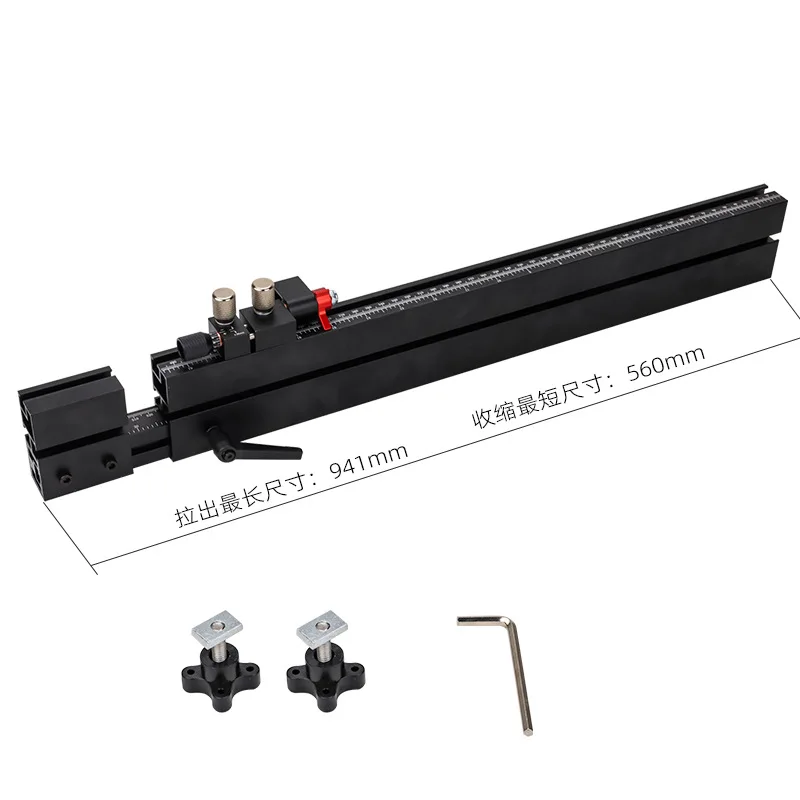 T-shaped chute track adjustable retractable backrest hill saw push handle miter gauge woodworking table flip-chip profile
T-shaped chute track adjustable retractable backrest hill saw push handle miter gauge woodworking table flip-chip profile