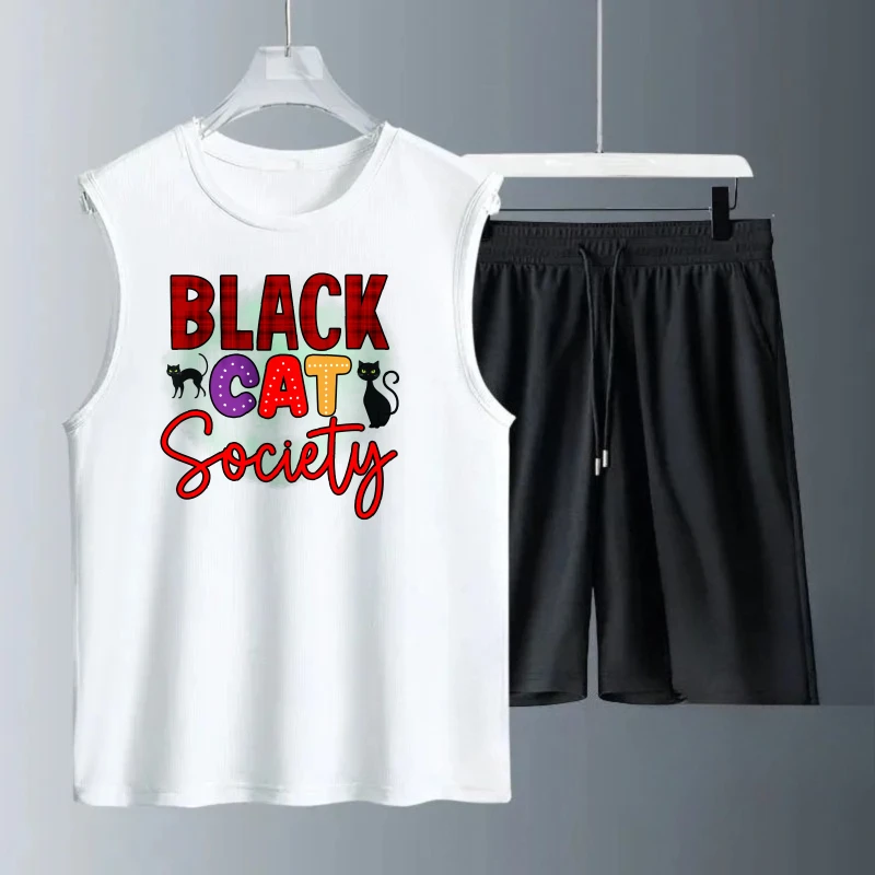 Мужской жилет, летний костюм без рукавов с принтом Black Cat, майки + шорты, мужские бренды, летняя мужская одежда, быстросохнущая спортивная одежда
Мужской жилет, летний костюм без рукавов с принтом Black Cat, майки + шорты, мужские бренды, летняя мужская одежда, быстросохнущая спортивная одежда
