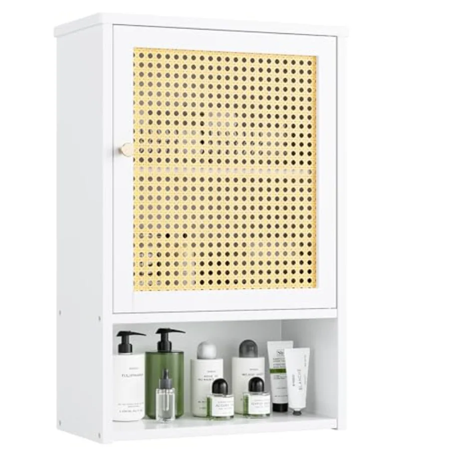 Bathroom Wall Cabinet, Bamboo Over-The-Toilet Storage Organizer with Rattan Doors and Adjustable Shelf, Space Saver Medicine Ca
Bathroom Wall Cabinet, Bamboo Over-The-Toilet Storage Organizer with Rattan Doors and Adjustable Shelf, Space Saver Medicine Ca