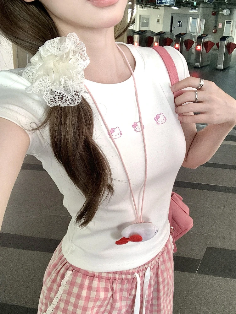 Pink Kit Cartoon Print ort Sve Pure Cotton Slim Fit High Elastic T-irt Casual Sle Women's Summer Top round Ne
Pink Kit Cartoon Print ort Sve Pure Cotton Slim Fit High Elastic T-irt Casual Sle Women's Summer Top round Ne