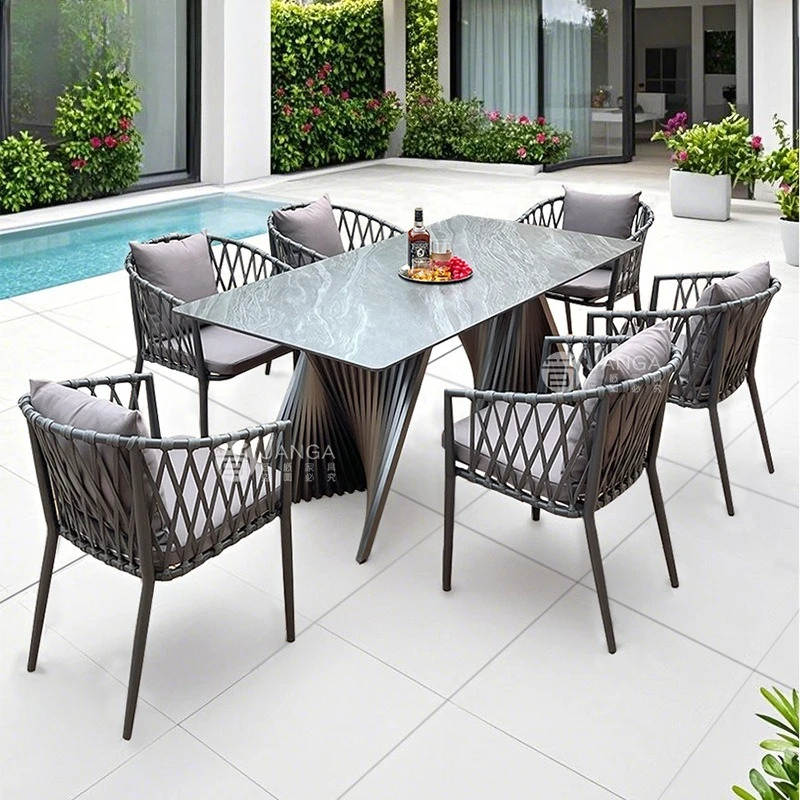 Outdoor garden courtyard tables and chairs villa terrace metal waterproof sunscreen table rattan chair combination open-air rock
Outdoor garden courtyard tables and chairs villa terrace metal waterproof sunscreen table rattan chair combination open-air rock