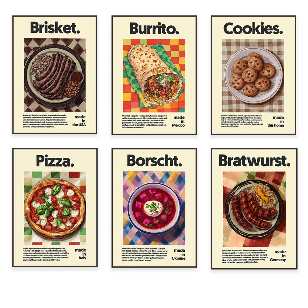 Biscuits, fried noodles, risotto, borscht, burritos, Vietnamese pho, avocado, brisket, biryani, German sausage food posters
Biscuits, fried noodles, risotto, borscht, burritos, Vietnamese pho, avocado, brisket, biryani, German sausage food posters