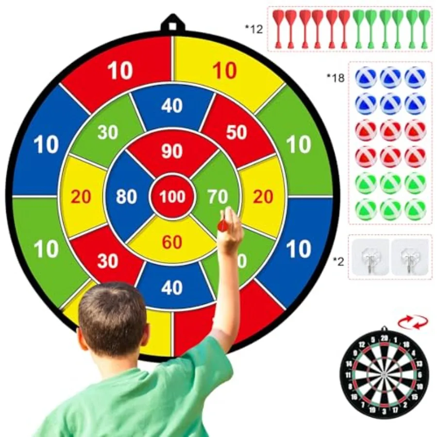 Dart Board for,Darts Set Double-Sided Dart Board with Sticky Balls and Darts, Indoor Outdoor Sport Fun Party Play Parent-Child
Dart Board for,Darts Set Double-Sided Dart Board with Sticky Balls and Darts, Indoor Outdoor Sport Fun Party Play Parent-Child