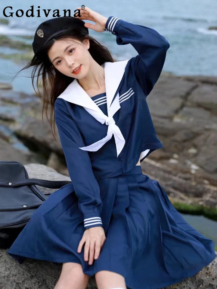 Jk Japanese Sweet Navy Collar College Long Sleeve Shirt Spring Autumn Girls Fashion Versatile Age-reducing Pleated Skirt Sets
Jk Japanese Sweet Navy Collar College Long Sleeve Shirt Spring Autumn Girls Fashion Versatile Age-reducing Pleated Skirt Sets