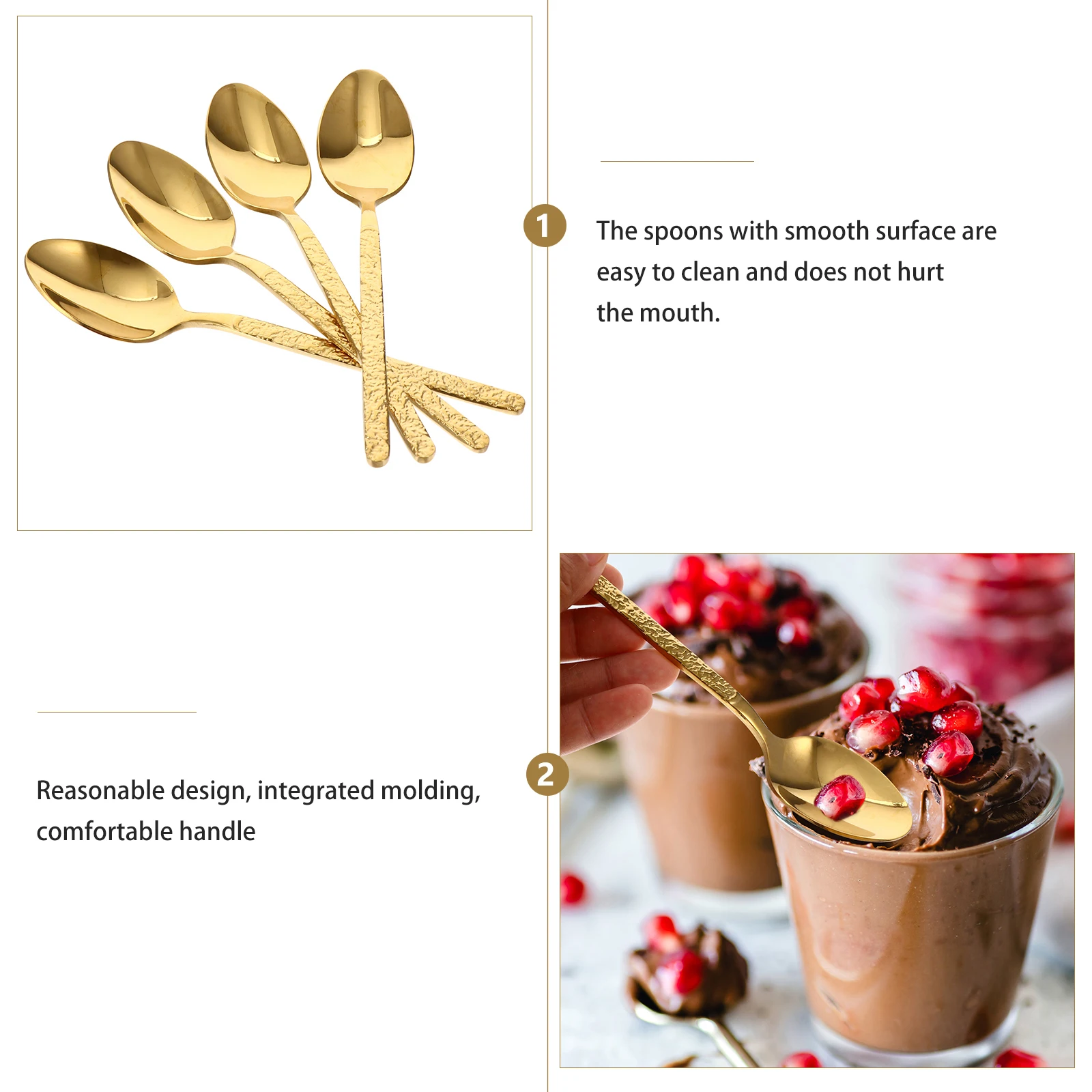 Golden Dessert Spoon Rustproof Stainless Steel Home Tableware Party Tool Fruit Scoop Smooth Surface Easy Clean
Golden Dessert Spoon Rustproof Stainless Steel Home Tableware Party Tool Fruit Scoop Smooth Surface Easy Clean