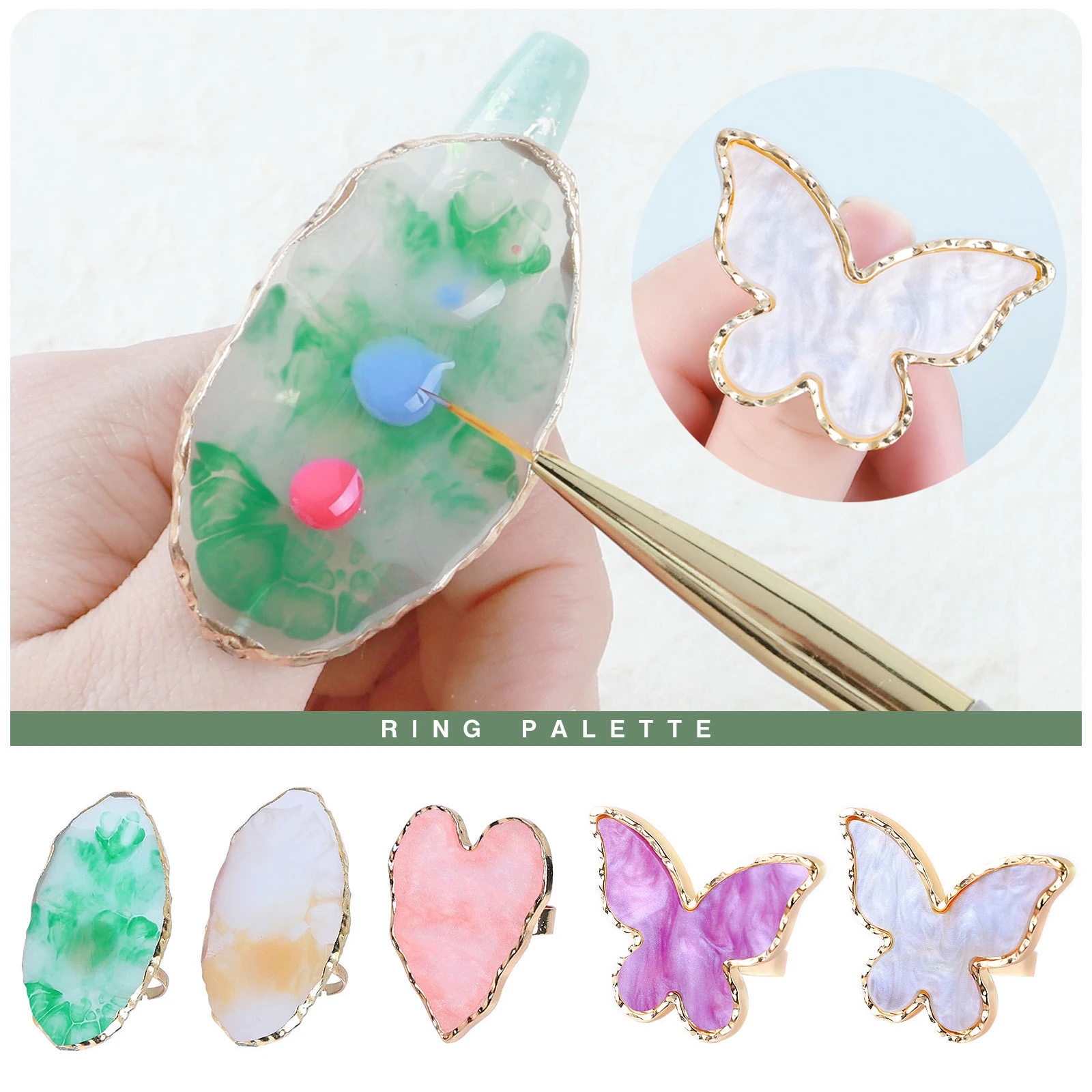 1 Piece Nail Painting Ring Holder Plate For Nail Art Drawing Resin Ring Nail Color Palette Heart Butterfly Nail Palette Holder
1 Piece Nail Painting Ring Holder Plate For Nail Art Drawing Resin Ring Nail Color Palette Heart Butterfly Nail Palette Holder