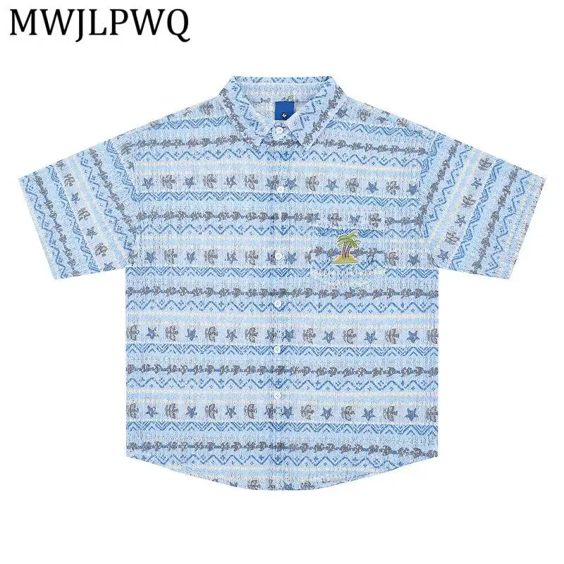 MWJLPWQ Vintage Vacation Style Wave Hollow Color-Block Shirt Unisex Lapel Short Sleeve Summer Loose Beach Tops For Men 16869
MWJLPWQ Vintage Vacation Style Wave Hollow Color-Block Shirt Unisex Lapel Short Sleeve Summer Loose Beach Tops For Men 16869