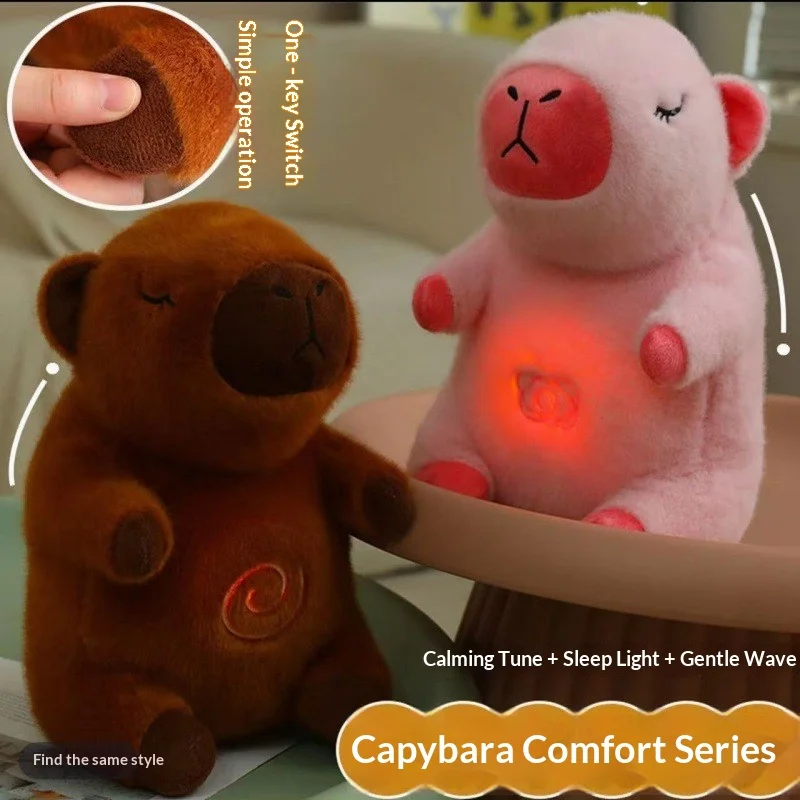 Capybara Plush with Breathing Simulation and Lullaby, Soft Light Up Musical Stuffed Animal for Sleep Comforter Gift
Capybara Plush with Breathing Simulation and Lullaby, Soft Light Up Musical Stuffed Animal for Sleep Comforter Gift
