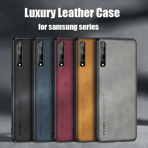 Étui de luxe en cuir de mouton pour Samsung Galaxy, couverture arrière pour hommes, A50 A30S A70 A7 2018 2019 A10 A11 A03 A04