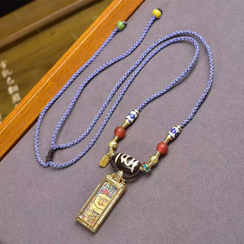 Yellow God Of Wealth Thangka Zakiram Hanging Pendant Sweater Chain Jewelry Handmade Braided Rope Necklace
Yellow God Of Wealth Thangka Zakiram Hanging Pendant Sweater Chain Jewelry Handmade Braided Rope Necklace