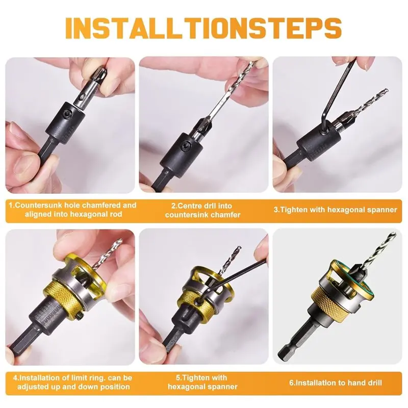 KEKA Countersink Drill Bit Set-5 Pcs 1/4" Hex Shank, 82° Counterbores With Depth Stop Collar
KEKA Countersink Drill Bit Set-5 Pcs 1/4" Hex Shank, 82° Counterbores With Depth Stop Collar
