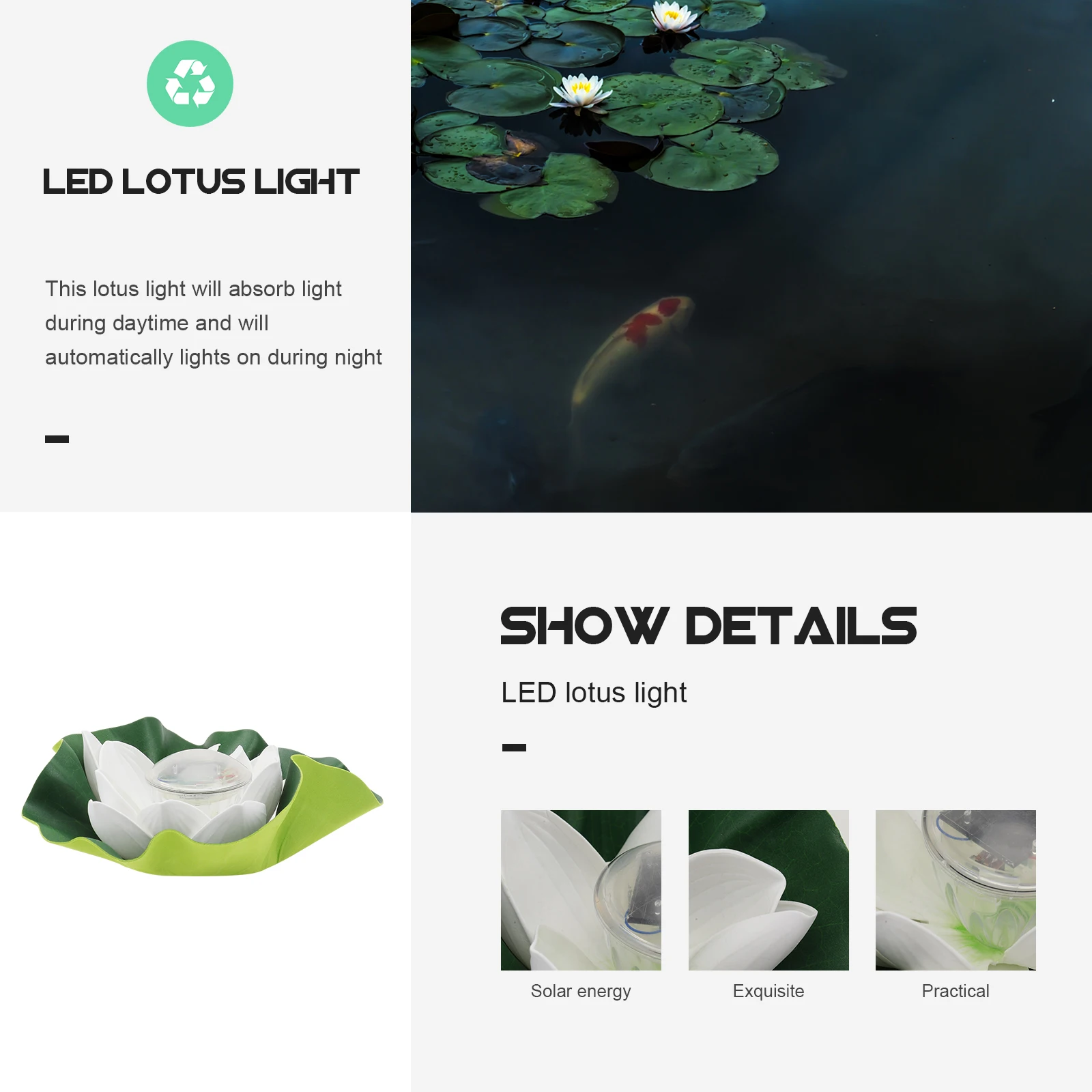Solar Lotus Lights Waterproof Floating Pond Decoration 600mAh Outdoor LED Flowers Pool Garden Brightness Energy Saving
Solar Lotus Lights Waterproof Floating Pond Decoration 600mAh Outdoor LED Flowers Pool Garden Brightness Energy Saving