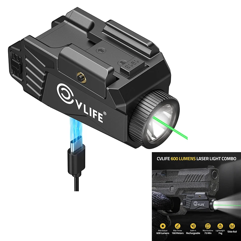 CVLIFE Tactical Flashlight 600 Lumens LED Light Red/Green Laser Combo Rechargeable Compatible with Pistol Glock & Picatinny
CVLIFE Tactical Flashlight 600 Lumens LED Light Red/Green Laser Combo Rechargeable Compatible with Pistol Glock & Picatinny
