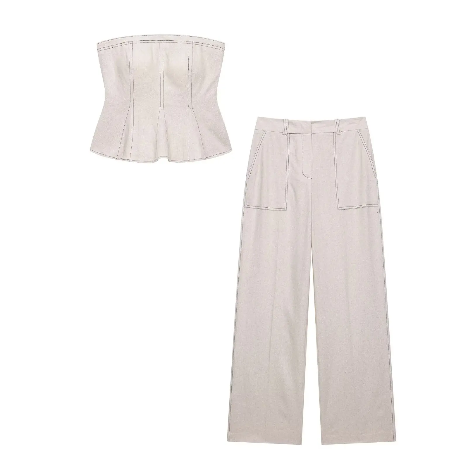 Elegant Woman's Set Solid Straight Leg Pants Sets For Women 2 Piece Fashion Ruched Strapless Top Sets Commuting 2 Piece Set
Elegant Woman's Set Solid Straight Leg Pants Sets For Women 2 Piece Fashion Ruched Strapless Top Sets Commuting 2 Piece Set