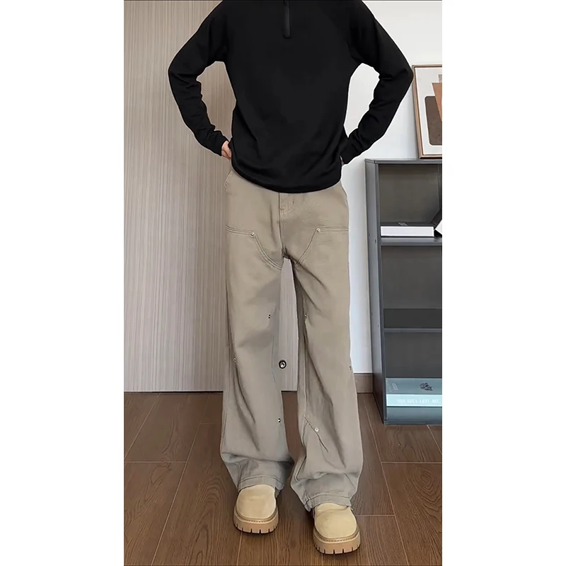 American Retro Brown Work Pants Men's Autumn Winter Straight Leg Loose Wide Leg Jeans Youth Trendy Long Pants mid Waist Zipper
American Retro Brown Work Pants Men's Autumn Winter Straight Leg Loose Wide Leg Jeans Youth Trendy Long Pants mid Waist Zipper