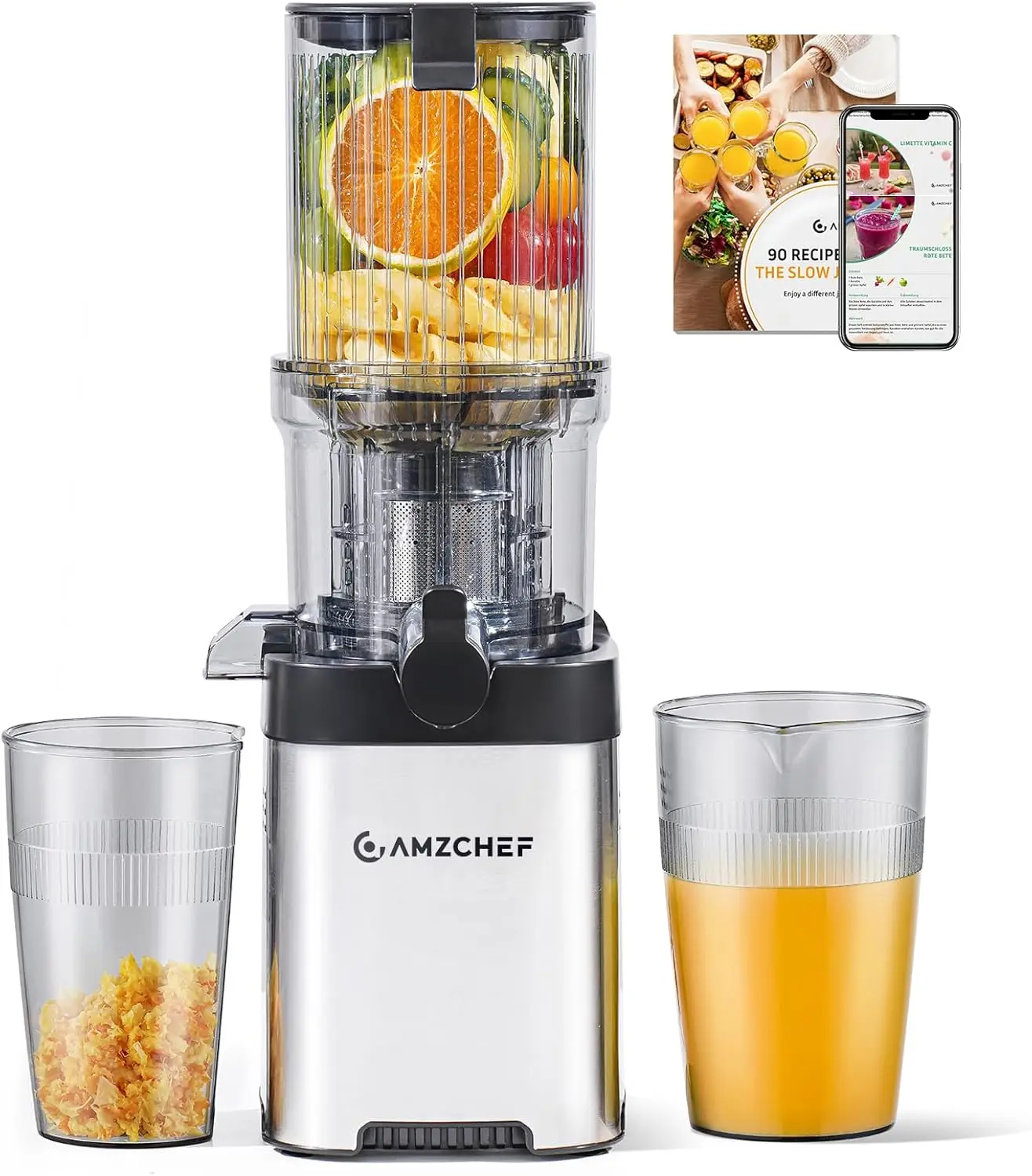 Cold Press Juicer with Wide Mouth, Large Feed Chute for Whole Fruits and Vegetables, Stainless Steel Slow Masticating Design
Cold Press Juicer with Wide Mouth, Large Feed Chute for Whole Fruits and Vegetables, Stainless Steel Slow Masticating Design