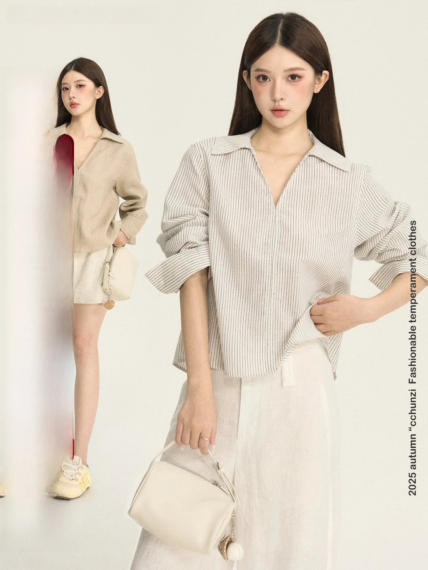 BULENG Zipper V-Ne Striped irt Jaet Women's Loose Fit Commute Sle Long Sve Regular Thin Non-Sinkage
BULENG Zipper V-Ne Striped irt Jaet Women's Loose Fit Commute Sle Long Sve Regular Thin Non-Sinkage