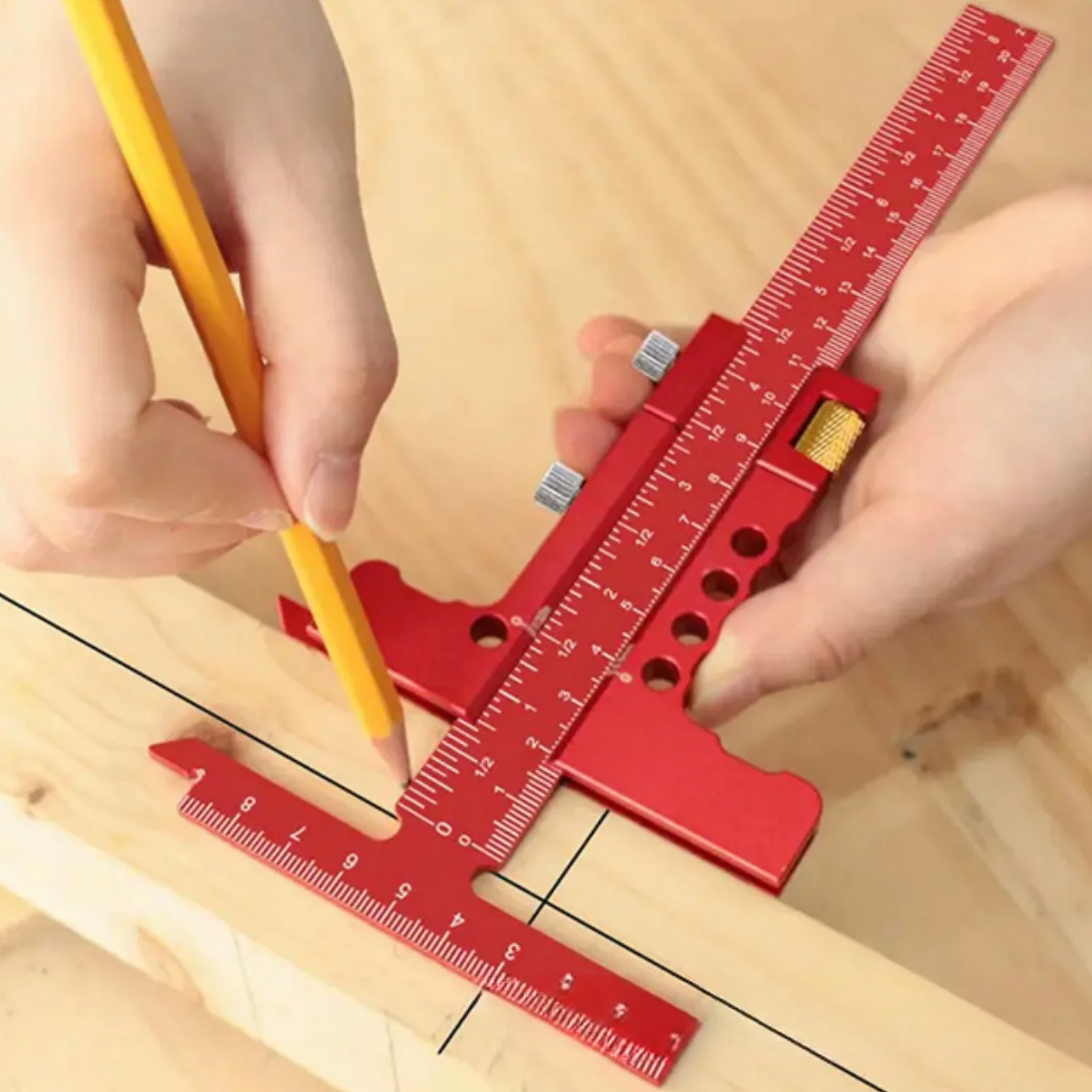 Прецизионная линейка с раздвижной кромкой - Линейка для маркировки деревообработки - Регулируемая линейка с Т-образным квадратом, мм и дюйм, калибр глубины
Прецизионная линейка с раздвижной кромкой - Линейка для маркировки деревообработки - Регулируемая линейка с Т-образным квадратом, мм и дюйм, калибр глубины
