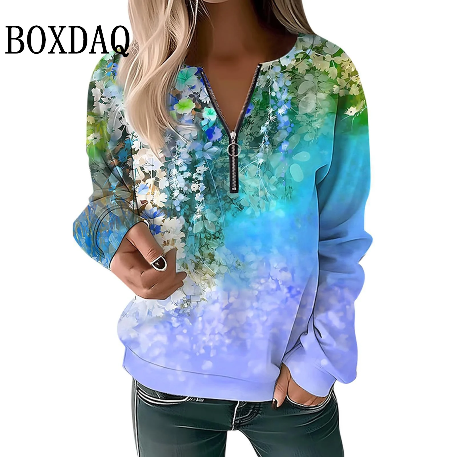 Tie Dye Gradient Flowers 3D Printed Hoodies For Women 2025 Autumn Winter Sweatshirts Long Sleeve V-Neck Zipper Casual Sport Tops
Tie Dye Gradient Flowers 3D Printed Hoodies For Women 2025 Autumn Winter Sweatshirts Long Sleeve V-Neck Zipper Casual Sport Tops