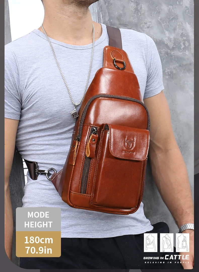Men's top layer cowhide chest bag, men's genuine leather single-shoulder crossbody bag with a phone pocket in the chest
Men's top layer cowhide chest bag, men's genuine leather single-shoulder crossbody bag with a phone pocket in the chest