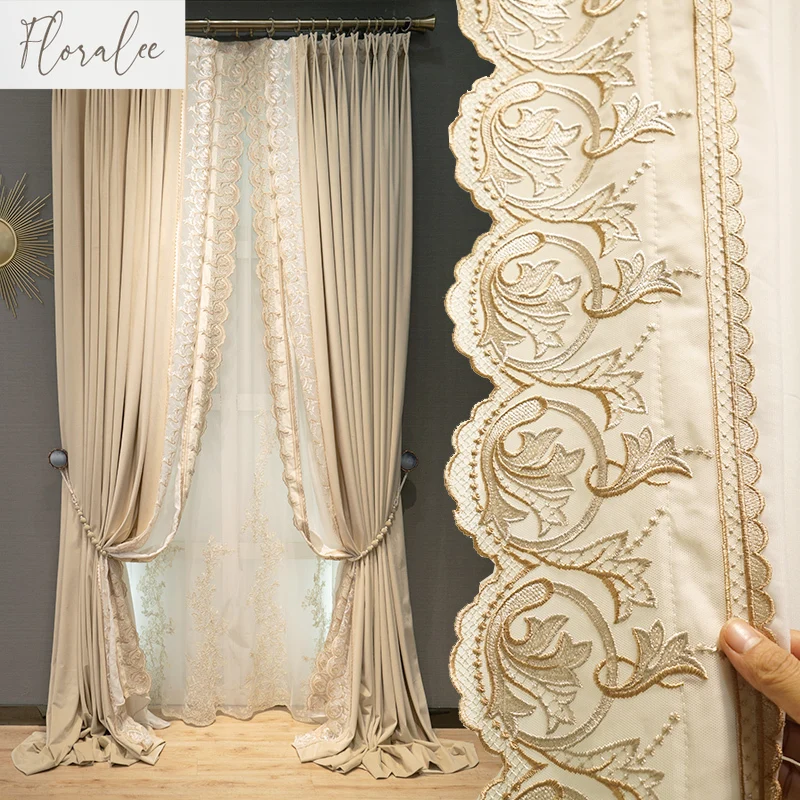 High-end French Luxury Milk Tea Color Thickened Curtains Velvet Cloth Lace Living Room Bedroom Blackout Customized New Style
High-end French Luxury Milk Tea Color Thickened Curtains Velvet Cloth Lace Living Room Bedroom Blackout Customized New Style