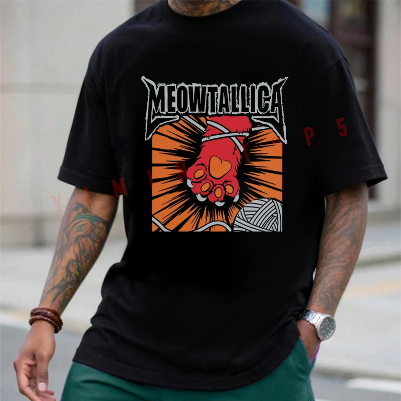 Cat Meowtallica Cat Rock Music Men's Fashion Moto T-shirt Cotton Casual Summer Comfortable Short Sleeve Tops
Cat Meowtallica Cat Rock Music Men's Fashion Moto T-shirt Cotton Casual Summer Comfortable Short Sleeve Tops