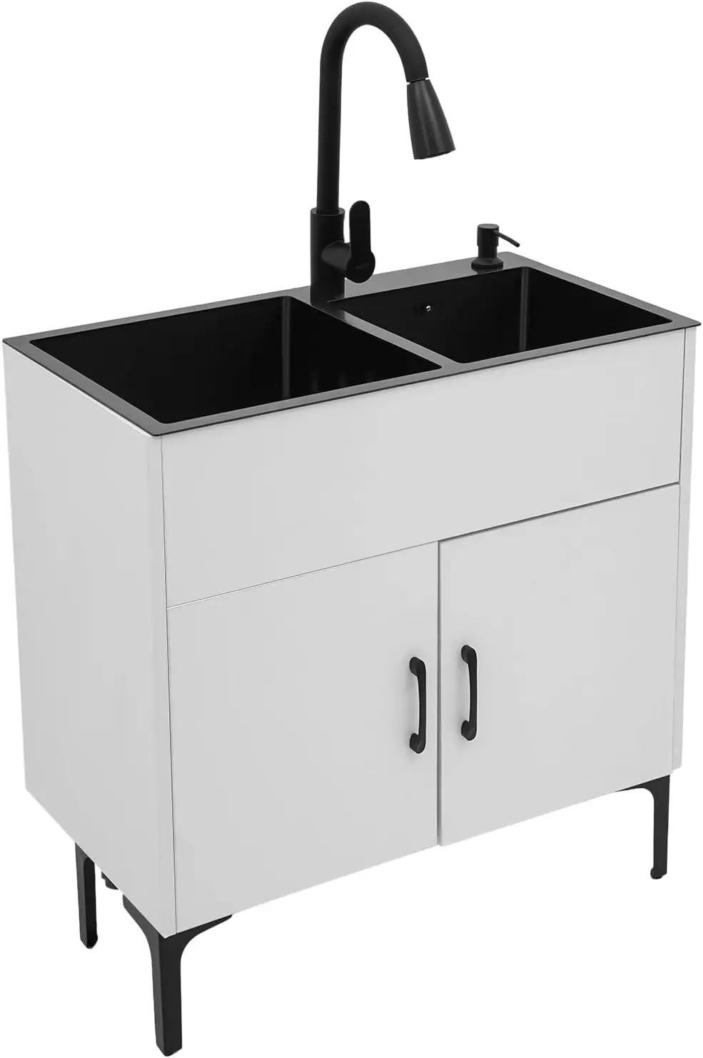 30-Inch Laundry Sink with Cabinet, Freestanding Kitchen Sink Cabinet with Stainless Steel Sinks & Pull-Out Sprayer Fauce
30-Inch Laundry Sink with Cabinet, Freestanding Kitchen Sink Cabinet with Stainless Steel Sinks & Pull-Out Sprayer Fauce
