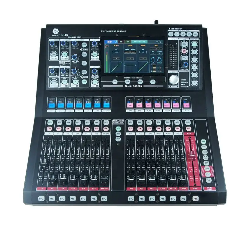 Automatic Digital Audio Mixer Console 16 Channel Touch Screen DJ Controller with Linux Operating System and WiFi Remote Control
Automatic Digital Audio Mixer Console 16 Channel Touch Screen DJ Controller with Linux Operating System and WiFi Remote Control