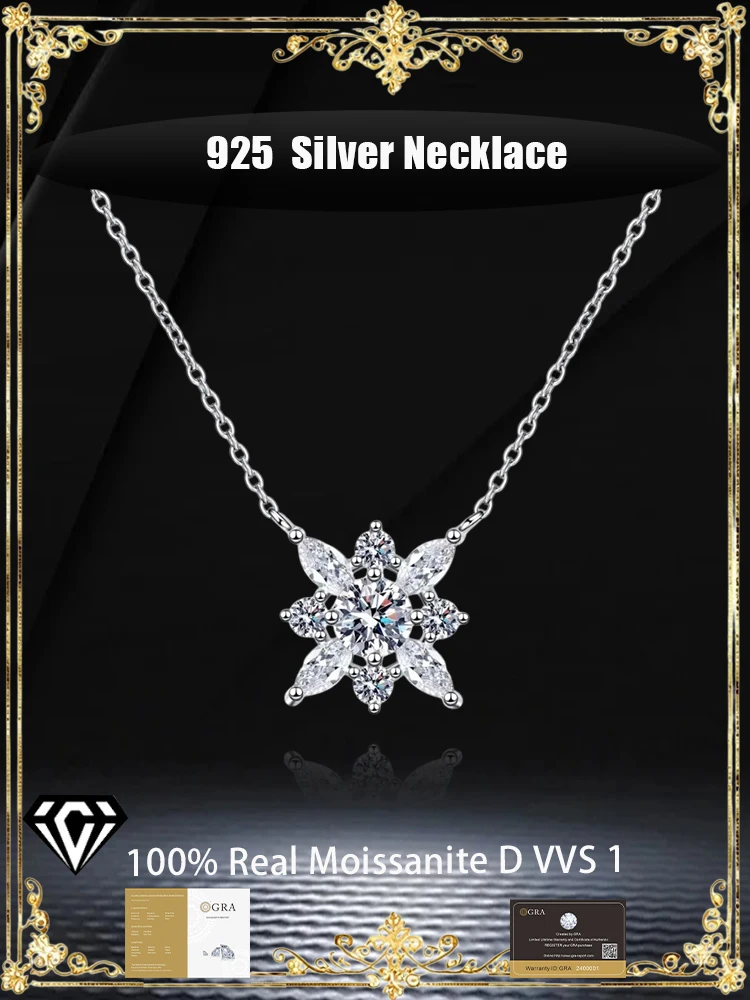 925 silver necklace GRAMoissanite Light luxury Dainty Necklaces Snowflake Pendant Necklace is suitable for daily wear
925 silver necklace GRAMoissanite Light luxury Dainty Necklaces Snowflake Pendant Necklace is suitable for daily wear