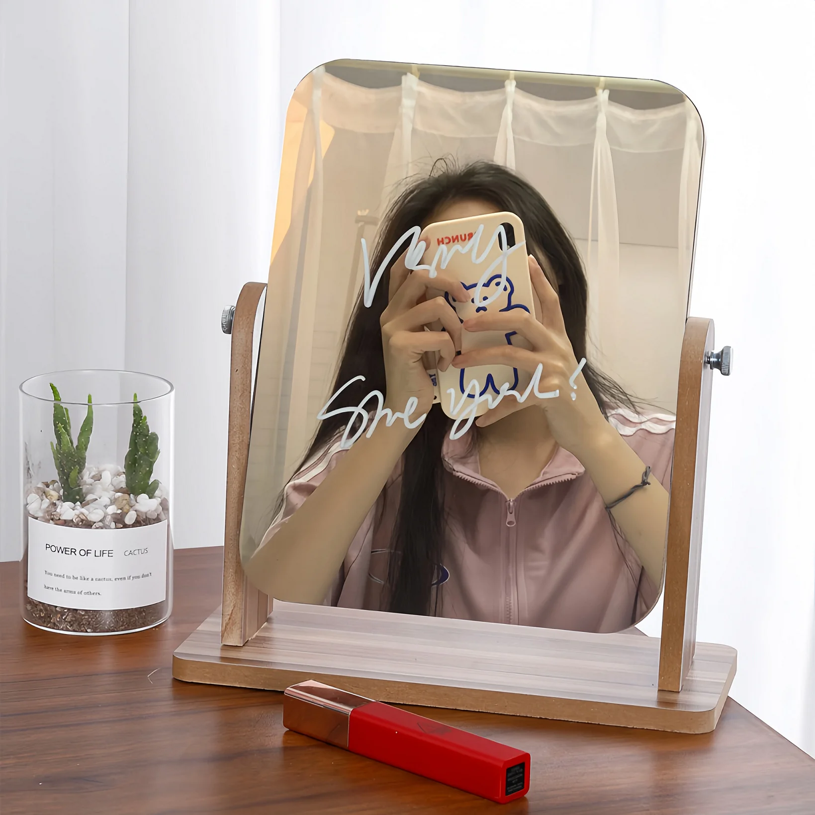 Dresser Vanity Makeup Mirror with Wood Stand 360 Degree Rotating Portable Table Desktop Compact Detachable Cosmetic Mirror
Dresser Vanity Makeup Mirror with Wood Stand 360 Degree Rotating Portable Table Desktop Compact Detachable Cosmetic Mirror
