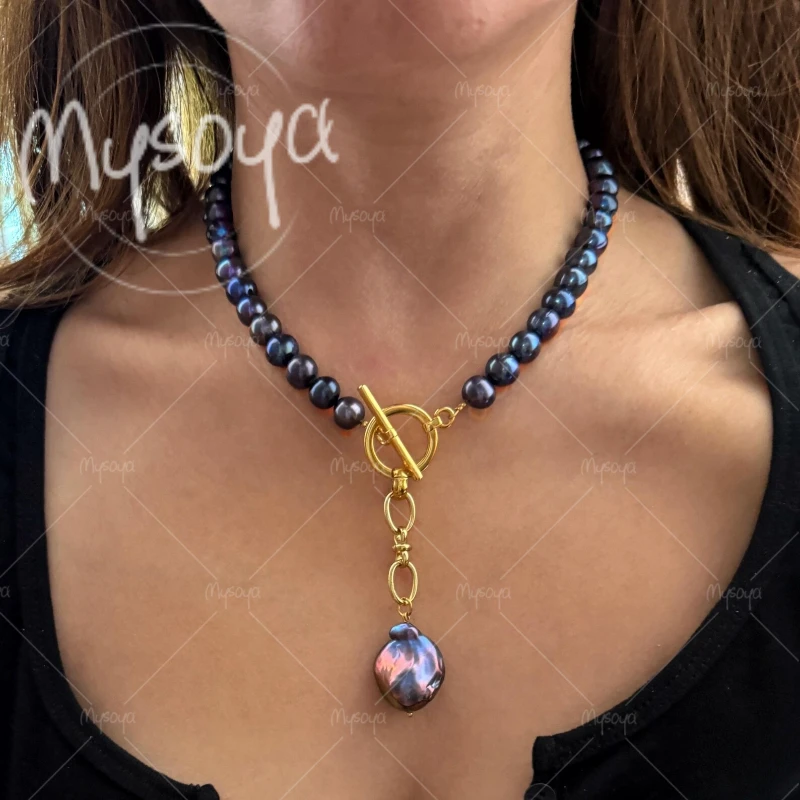 MYSOYA 8-9mm Black Freshwater Pearl Necklace, Suitable for Birthday/ Anniversary/ Wedding/ Mother's Day/father's Day Gift A0893
MYSOYA 8-9mm Black Freshwater Pearl Necklace, Suitable for Birthday/ Anniversary/ Wedding/ Mother's Day/father's Day Gift A0893