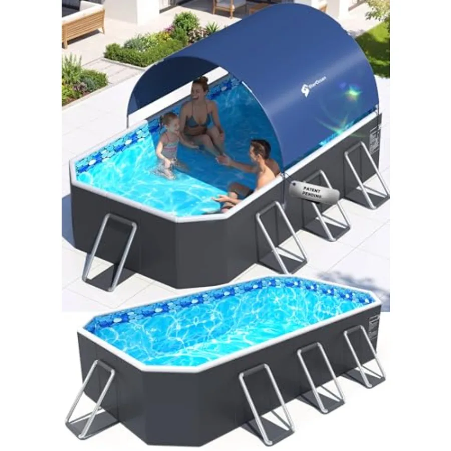 Foldable Pool with Canopy for Backyard Use Dark Blue PVC Material Large Adult and Kid Size Non-Inflatable Portable Collapsible
Foldable Pool with Canopy for Backyard Use Dark Blue PVC Material Large Adult and Kid Size Non-Inflatable Portable Collapsible