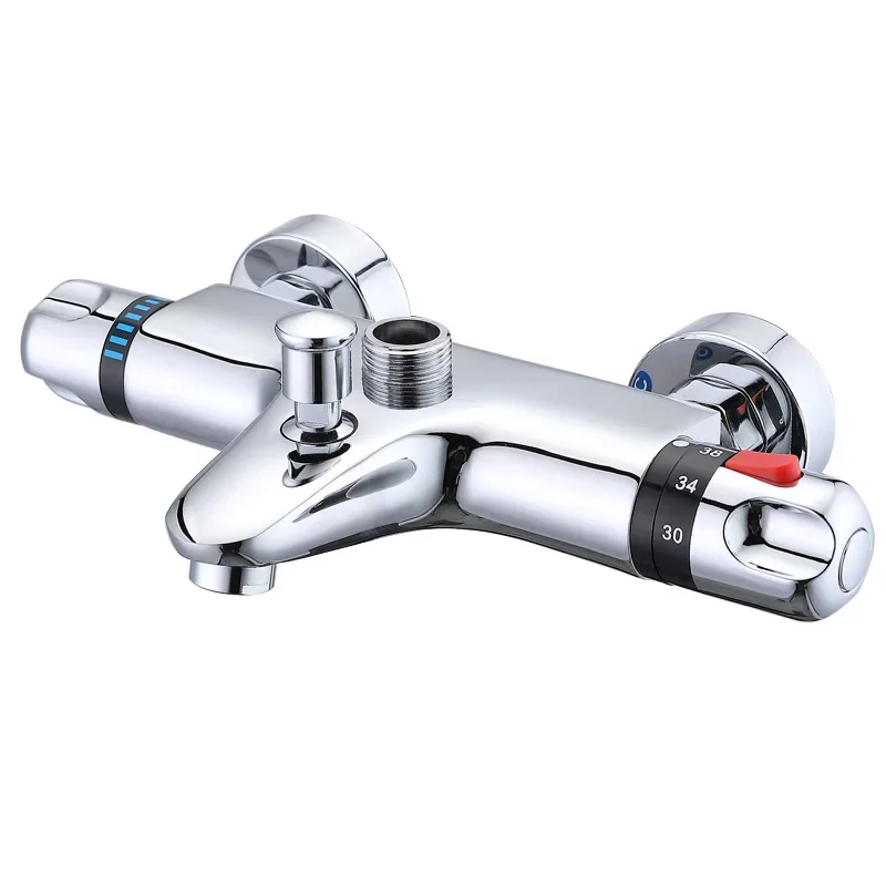 Chrome Thermostatic Bathtub Faucet Wall Install Temperature Control All Brass Connect Tube and Spray Handheld Shower Tap
Chrome Thermostatic Bathtub Faucet Wall Install Temperature Control All Brass Connect Tube and Spray Handheld Shower Tap