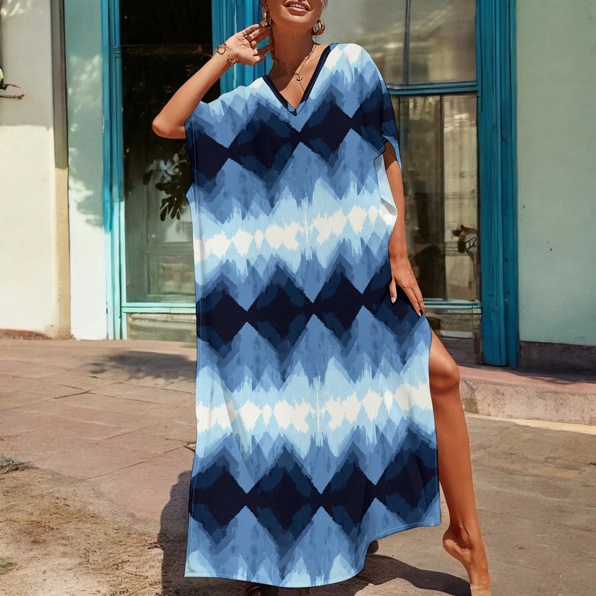 Ombre Blue Ikat Kaftan Maxi Dress V‑Neck Side Slit S‑3XL – Beach Cruise & 4th of July Pool Party Look
Ombre Blue Ikat Kaftan Maxi Dress V‑Neck Side Slit S‑3XL – Beach Cruise & 4th of July Pool Party Look