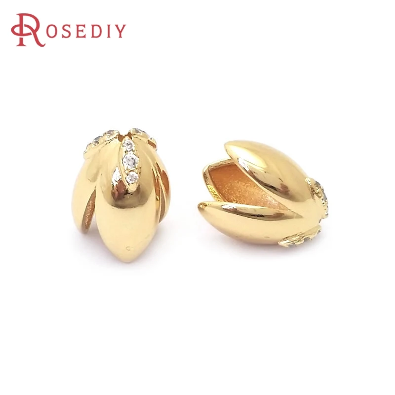 6PCS 18K Gold Color Brass and Zircon Flower Beads Caps High Quality Jewelry Making Supplies Necklace Earrings Diy Accessories
6PCS 18K Gold Color Brass and Zircon Flower Beads Caps High Quality Jewelry Making Supplies Necklace Earrings Diy Accessories