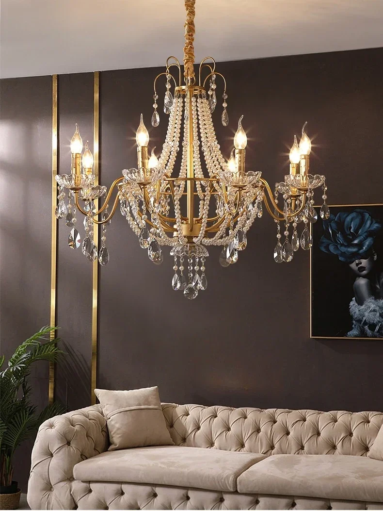 GHJUYIOL French crystal living room chandelier, American vintage restaurant, bedroom light, villa hotel, new light luxury style
GHJUYIOL French crystal living room chandelier, American vintage restaurant, bedroom light, villa hotel, new light luxury style