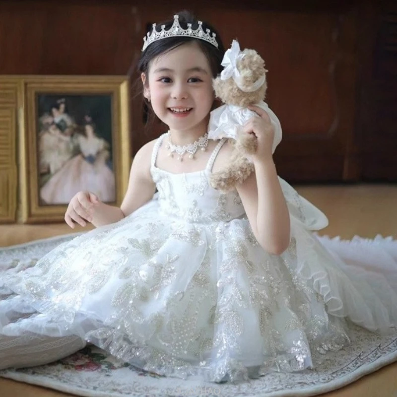 Wed Dress White Baby Girl Flower Princess Children Formal Evening Wear Costume First Birthday Gown Big Bow Party Outfit Kids 
Wed Dress White Baby Girl Flower Princess Children Formal Evening Wear Costume First Birthday Gown Big Bow Party Outfit Kids